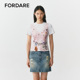 FORDARE/福蝶26春夏3D感印花T恤