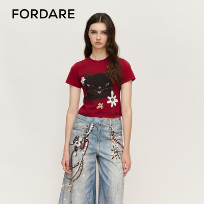 FORDARE趣味手绘雏菊短T女
