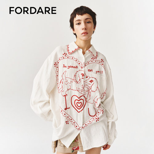 FORDARE/福蝶26春夏一口吃掉你刺绣衬衫