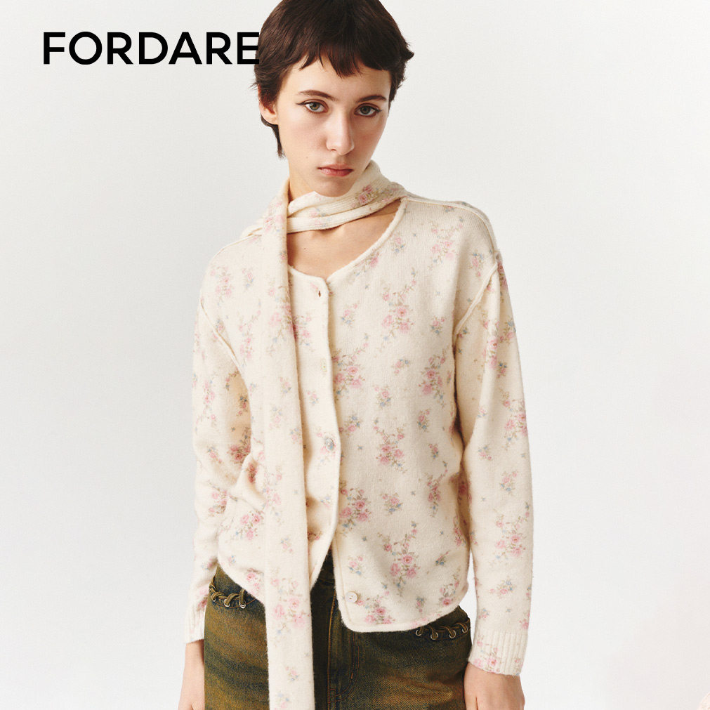 FORDARE/福蝶26早春复古墙纸碎花毛开衫,女装/女士精品,T恤,淘宝优惠券,粉丝福利购,淘宝优惠卷