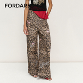 FORDARE 女士长裤 福蝶25春夏新款 蝴蝶结豹纹斑点野性宽松个性