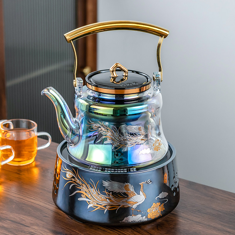 贝彩烧电陶炉煮茶器套装高档家用玻璃小型黑茶网红蒸茶壶功夫茶炉