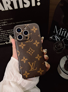 新款air潮大牌LV老花经典深棕适用苹果17promax手机壳iPhone16男女15pro皮质14全包13防摔12保护套11奢华高档