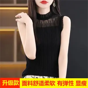 【80-200斤】蕾丝边冰丝吊带背心女夏季镂空无袖外穿打底针织上衣