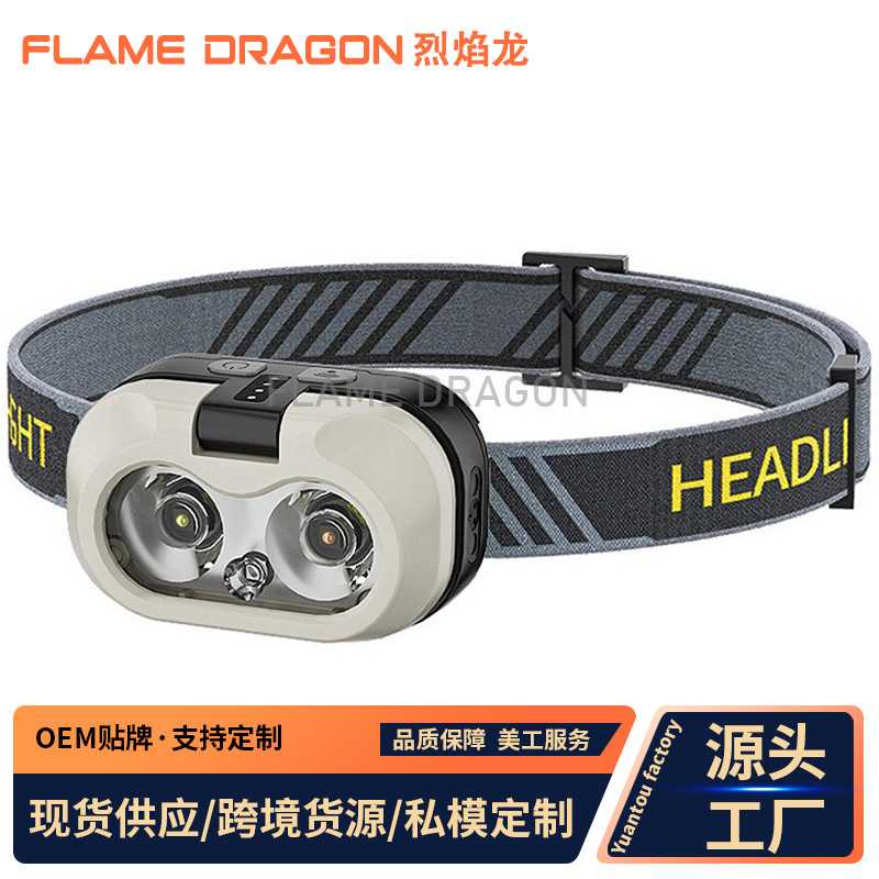 新款驱蚊感应头灯持久续航快充带电显高亮灯芯迷你户外头灯