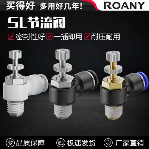 气动调速单向限流气缸节流阀SL4-M5/6-01/8-02/10-03/12气管接头