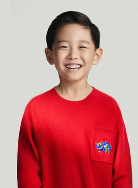 family forever凡慕里男女童BabyCashmere小山羊绒手工刺绣小龙衫