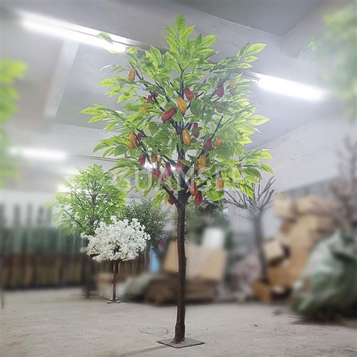 仿真可可树工厂定制西式餐厅咖啡馆装饰热带植物果树盆栽假咖啡树