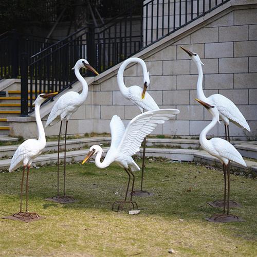 玻璃钢白鹭景观雕塑户外仿真动物摆件水池塘园林假山庭院仙鹤装饰