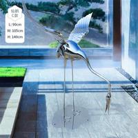 不锈钢丹顶仙鹤白鹭鸟雕塑公园林售楼部处水池景金属装饰摆件户外