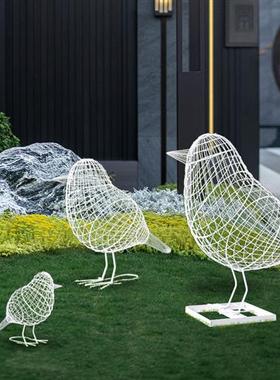 不锈钢镂空小鸟雕塑小区公园商场大门幼儿园铁艺喜鹊动物摆件装饰