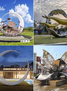 大型不锈钢雕塑定制镜面切面动物网红熊校园异形抽象发光美陈摆件