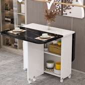 家用折叠餐桌小户型可移动带轮简易长方形多功能餐厅宿舍吃饭桌子