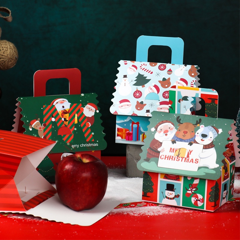 新款圣诞节苹果盒儿童平安夜礼品盒平安果手提创意糖果袋包装纸盒