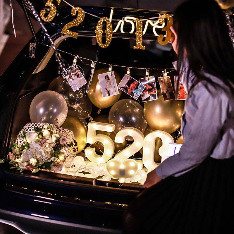 网红汽车后备箱惊喜生日三八妇女节车尾箱浪漫告表白求婚布置装饰