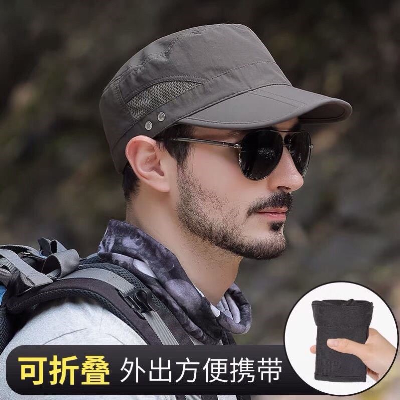 夏季可折叠透气平顶帽
