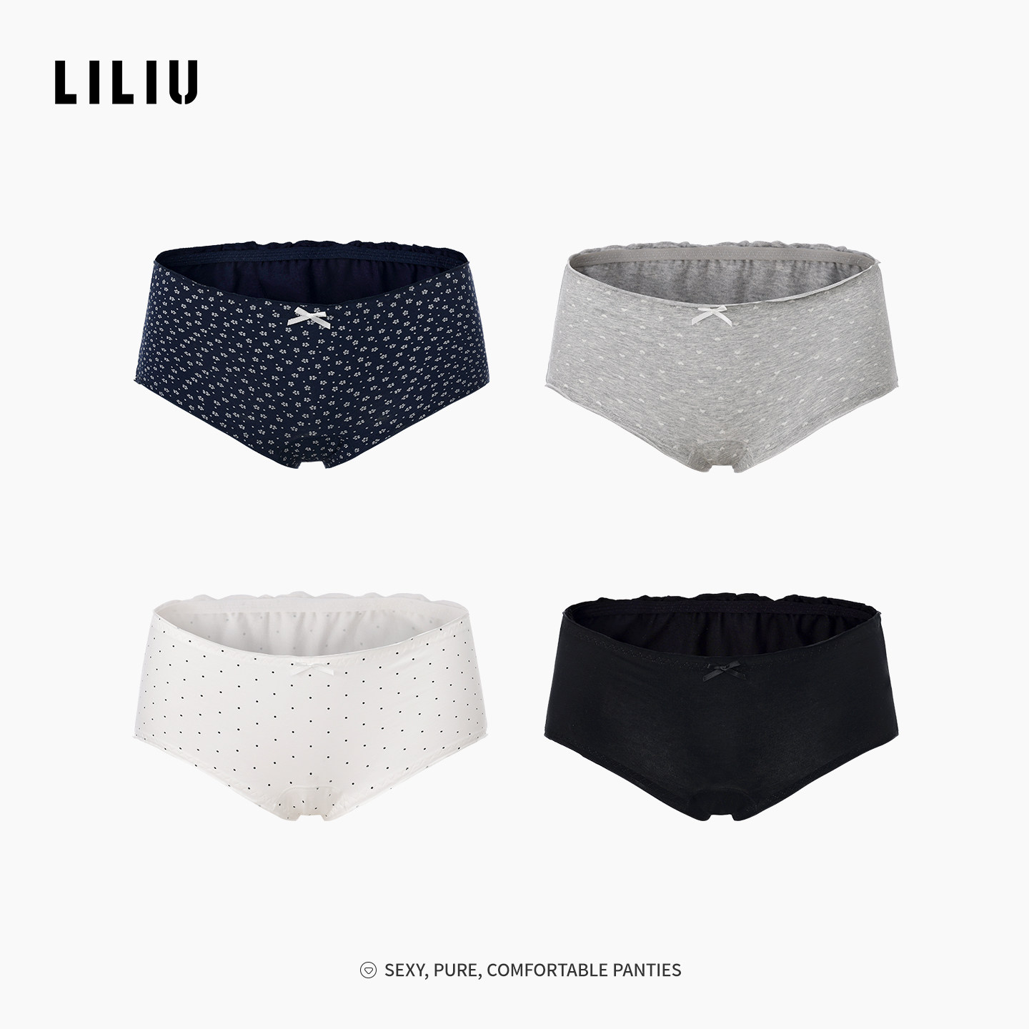 LILIU纯棉加长裆碎花平角四角裤图片