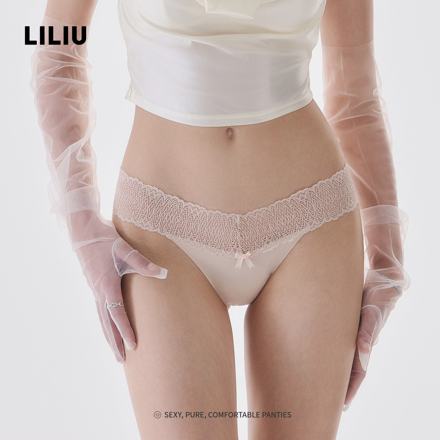 LILIU|古早辣妹碎花蕾丝丁字裤女性感无痕透气低腰女士三角内裤