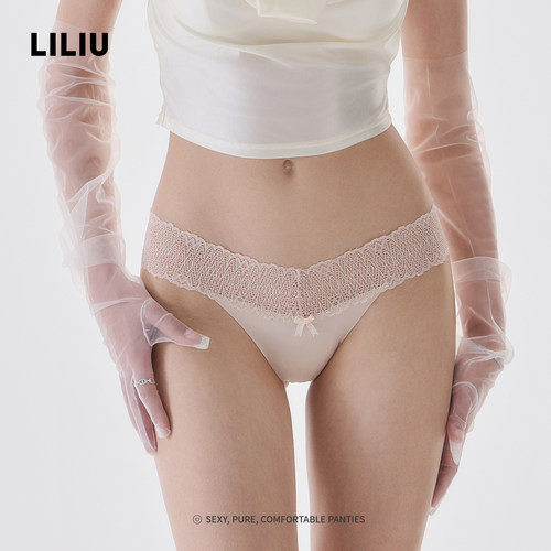 LILIU性感碎花蕾丝低腰丁字裤女