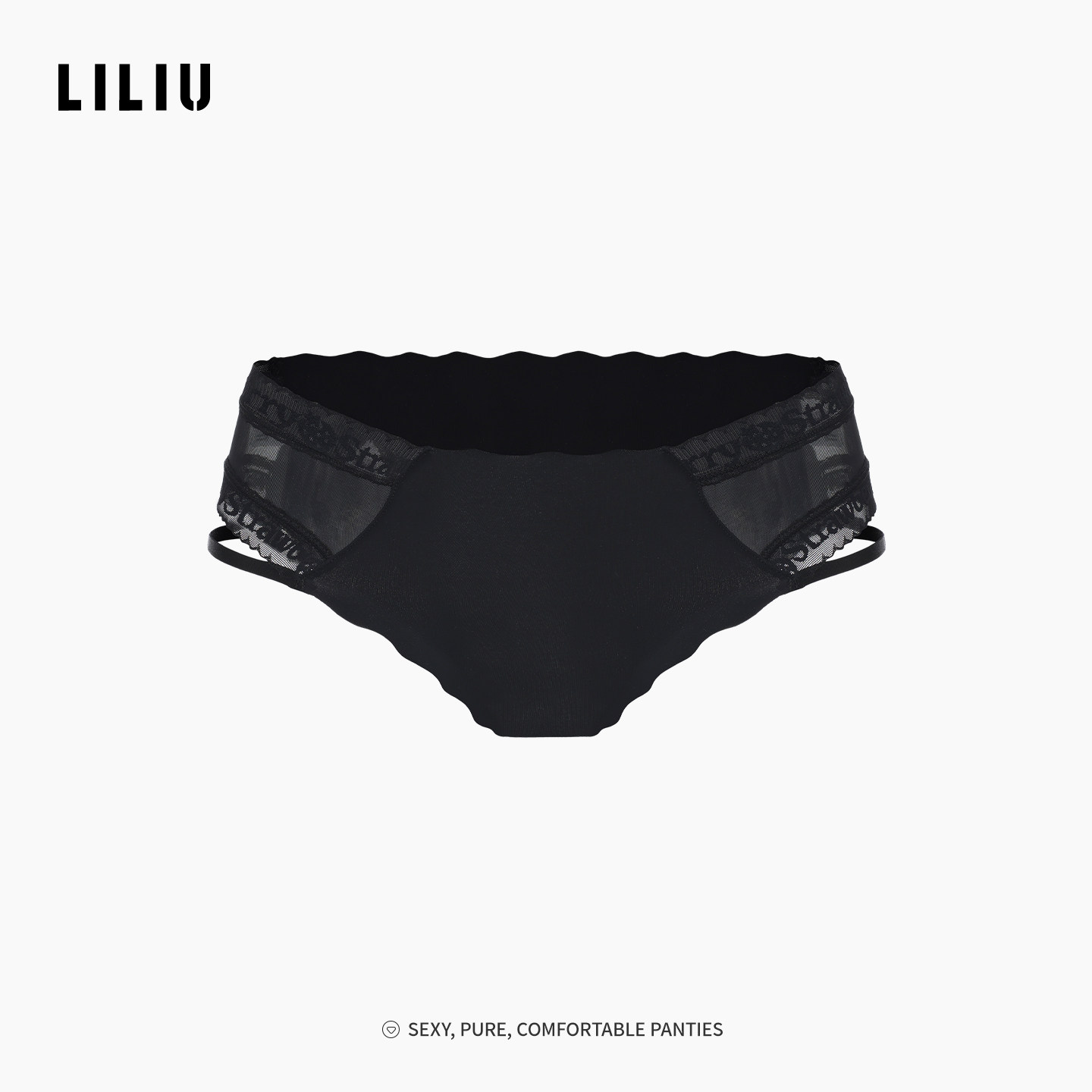 LILIU镂空无痕内裤女法式蕾丝边冰丝透气中低腰女士新款三角内裤