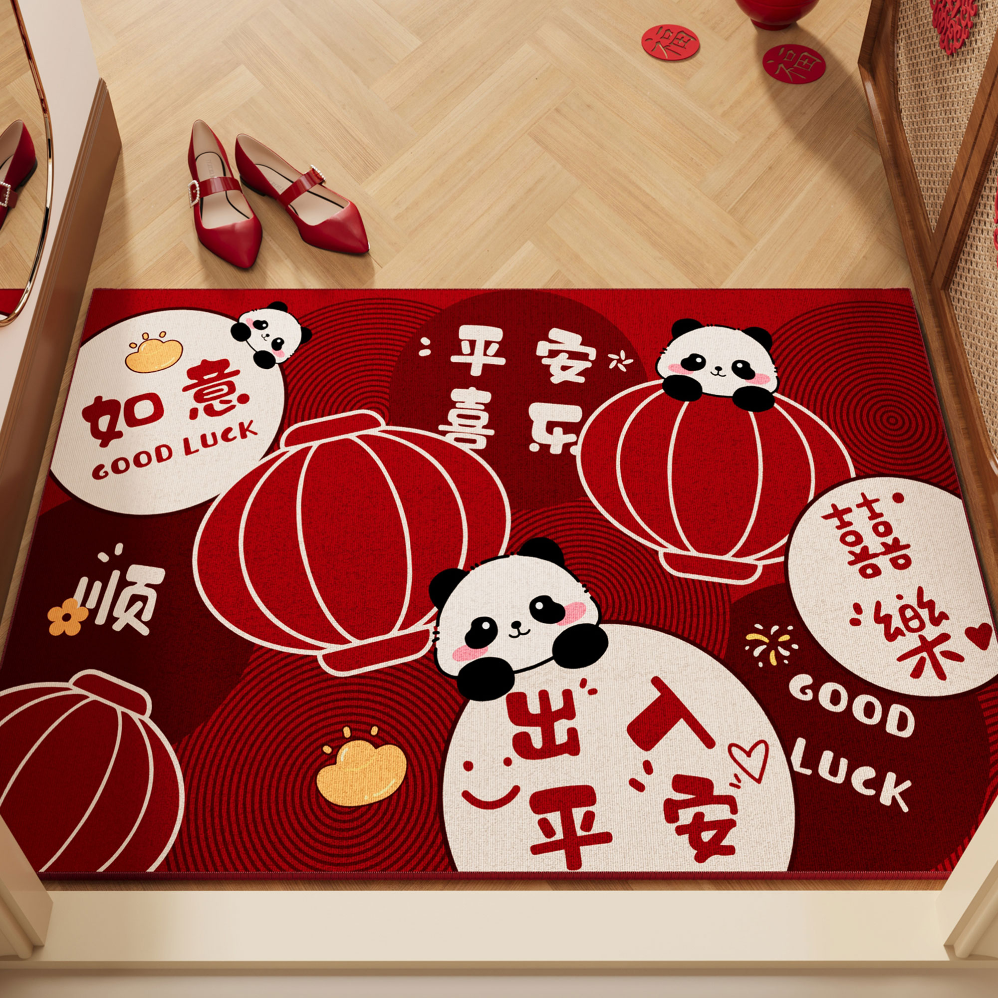 喜庆红色地垫入户门垫