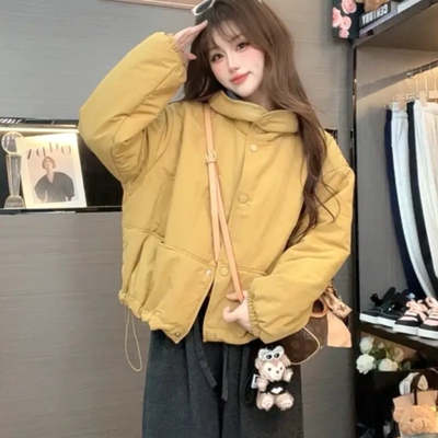 韩系连帽短款棉服女秋季新款