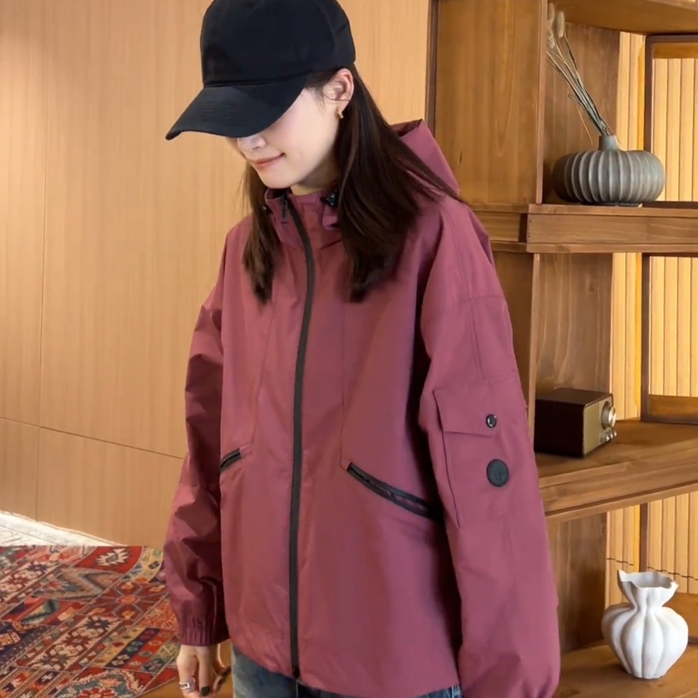 韩版连帽工装冲锋衣外套女秋季