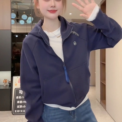 韩系连帽刺绣卫衣外套女秋季新款