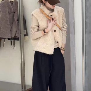 韩系立领羊羔毛马甲女2025秋冬新款 宽松百搭休闲保暖外穿背心马夹