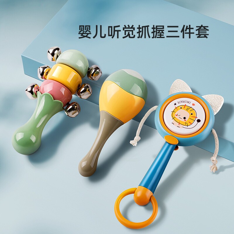 婴儿玩具0一1岁早教拨浪鼓新生的儿6个月宝宝抓握训练沙锤3手摇铃
