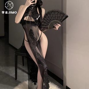 漆皮露背性感古风绑带御姐旗袍角色扮演制服cos连体衣搭配穿着