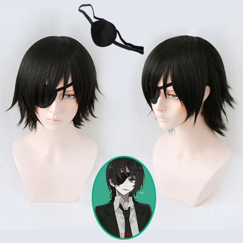 Himeno Wig Chainsaw Man Black Short Fluffy Layered Synthetic