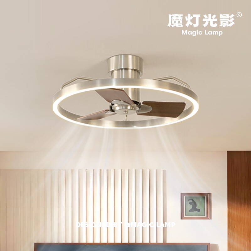 卧室风扇灯吊扇灯餐厅中古客厅灯欧复古灯护眼包豪斯书房吸顶灯北