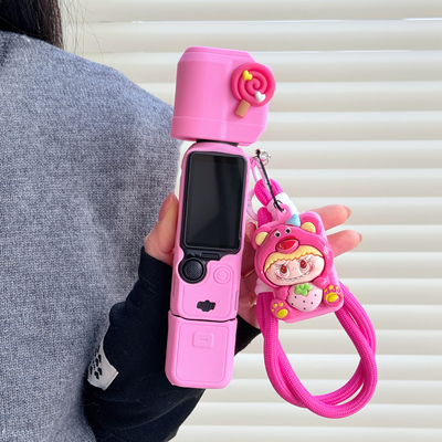 立体草莓熊适用大疆OsmoPocket 3云台相机壳硅胶套保护壳防摔防磕