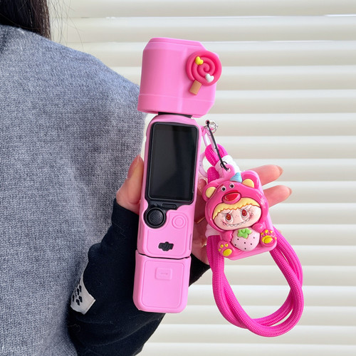 立体草莓熊适用大疆OsmoPocket 3云台相机壳硅胶套保护壳防摔防磕