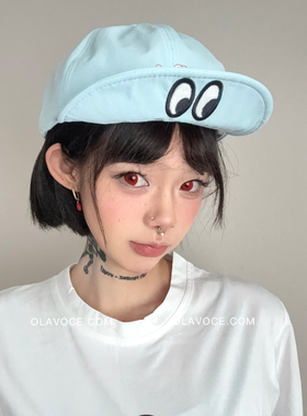 可爱大眼小狗刺绣防晒棒球帽