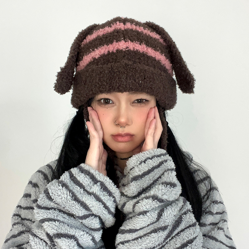 卡通兔耳甜美可爱毛线帽