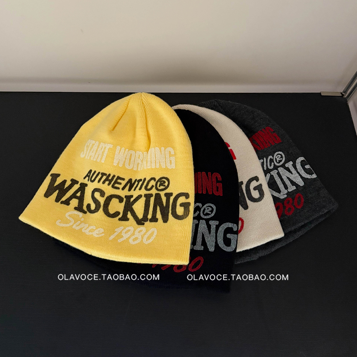 复古嘻哈印花字母毛线帽