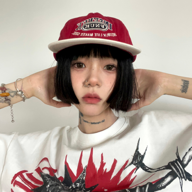 美式刺绣四季平檐棒球帽