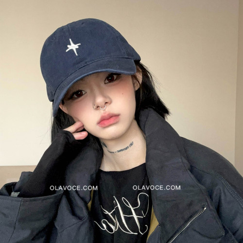韩版星星刺绣宽檐显脸小棒球帽