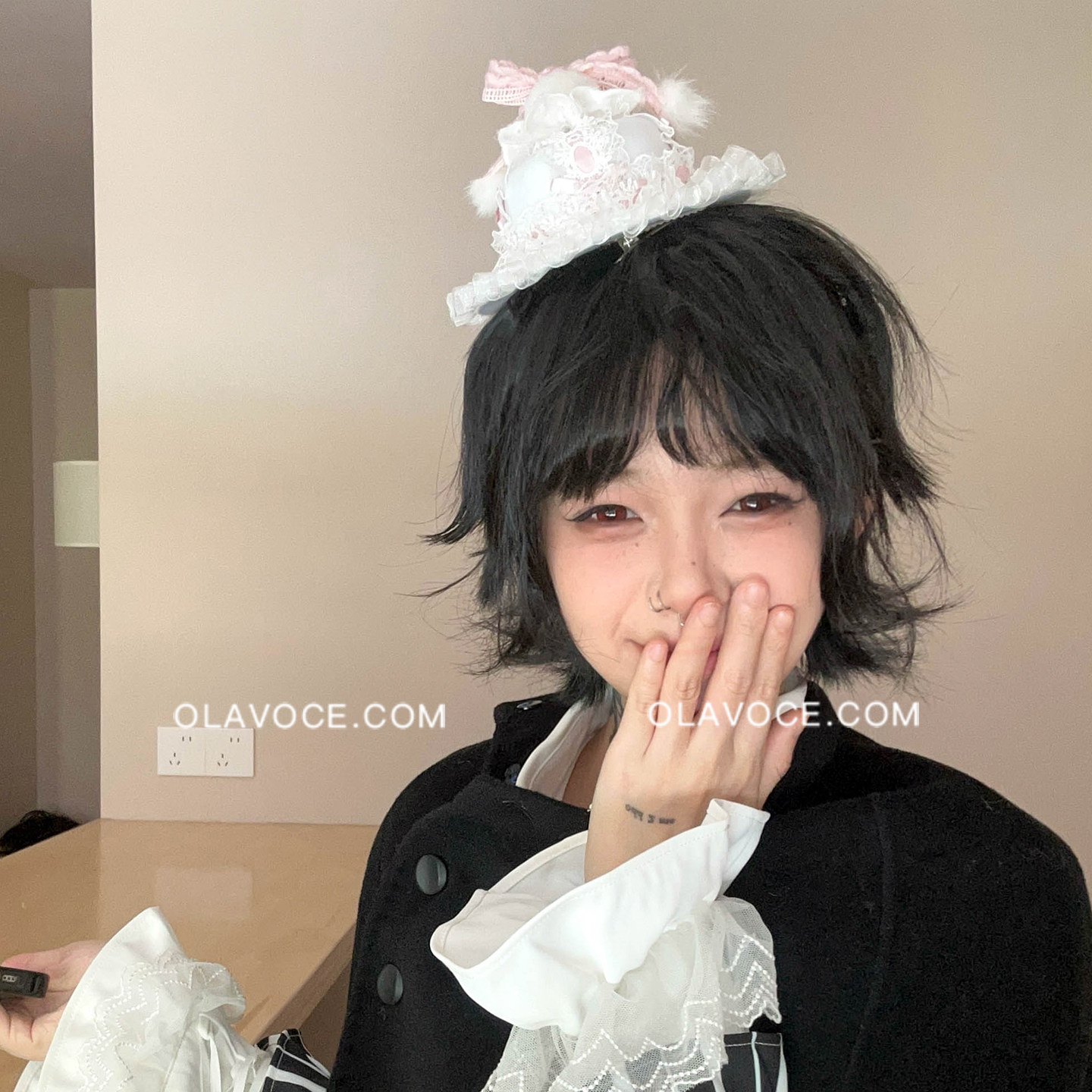 少女情结~ola原创蕾丝蝴蝶结小礼帽女签售甜酷头饰白色拍照帽子萌