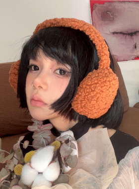 冬季羊羔绒耳暖防寒学生简约纯色耳罩保暖骑车可爱甜美防风耳包女