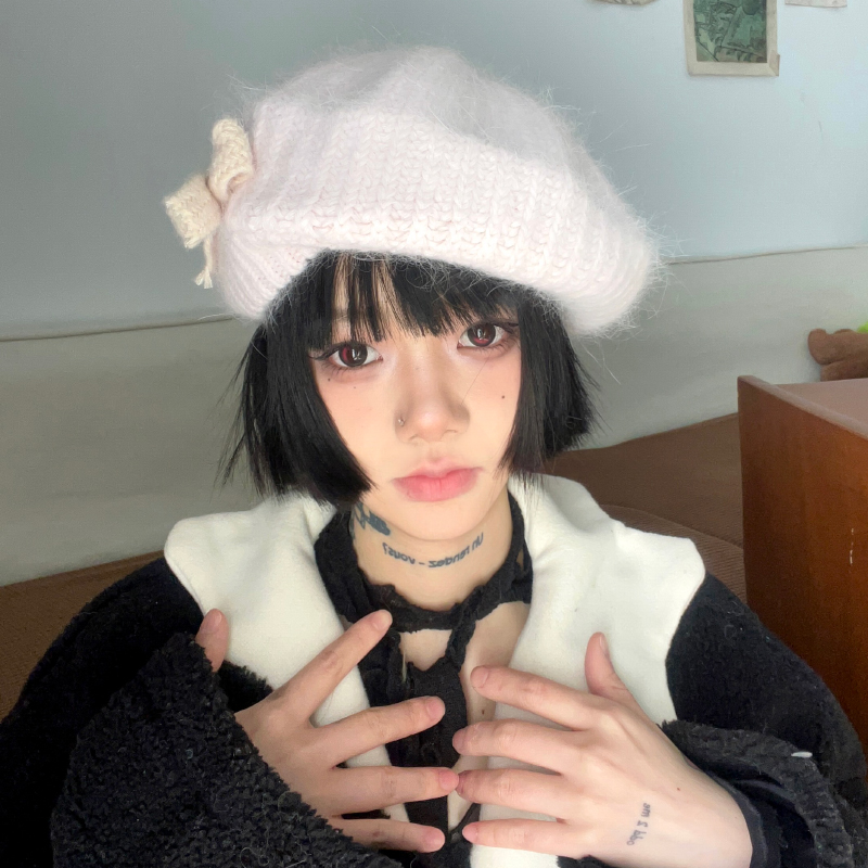 蝴蝶结设计甜美可爱贝雷帽