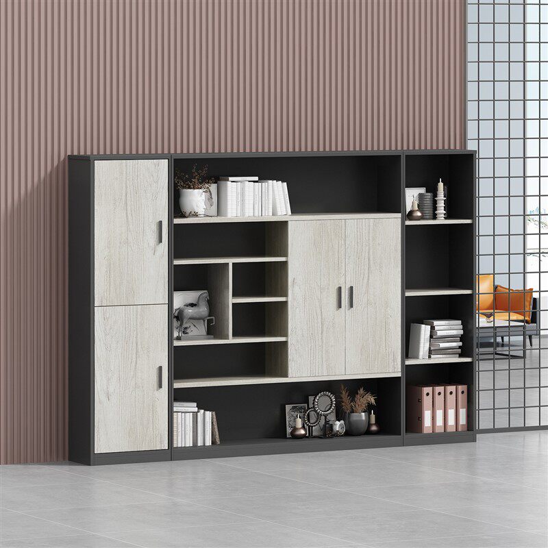 落地柜工业风文件组合柜书柜简约现代带锁档案资料储物老板文件柜