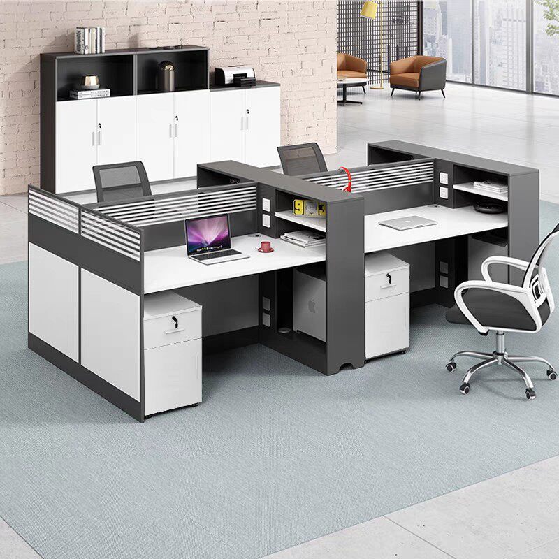 职员办公桌电脑桌现代简约财务办公室屏风隔断二四人位电脑卡座桌