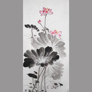 手绘水墨荷花国画 画清廉书画 画莲花宣纸小写意花鸟玄关书房新中