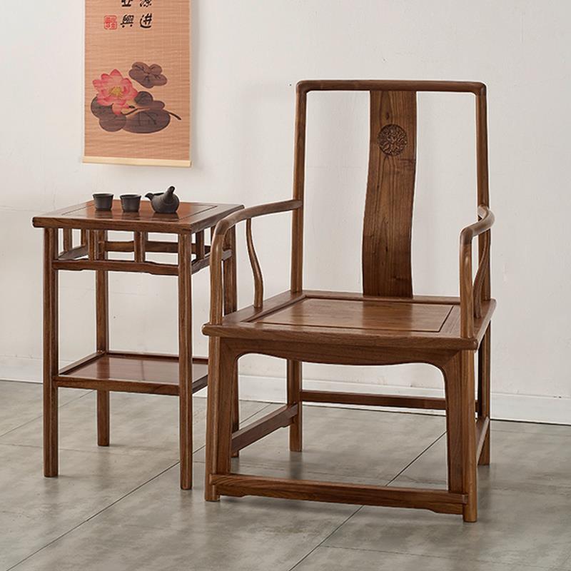 兢韵社明式官帽椅王世襄款主人椅新中式实木茶椅靠背椅会客扇形椅