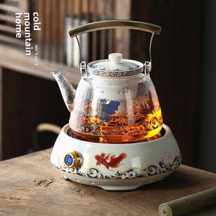寒山居电陶炉玻璃煮茶壶耐高温玻璃提梁壶家用电热烧水器快烧茶炉