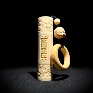 实心玉竹手把件竹雕竹刻如意金箍棒正圆水晶料