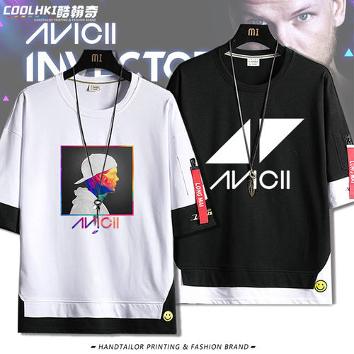 百大dj电音avicii飘带短袖纯棉